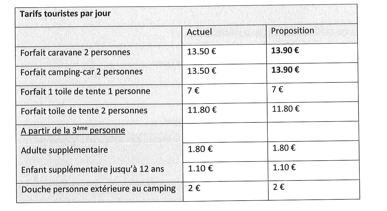 tarif camping 2