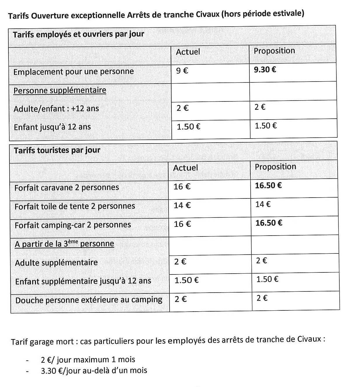tarif camping 3